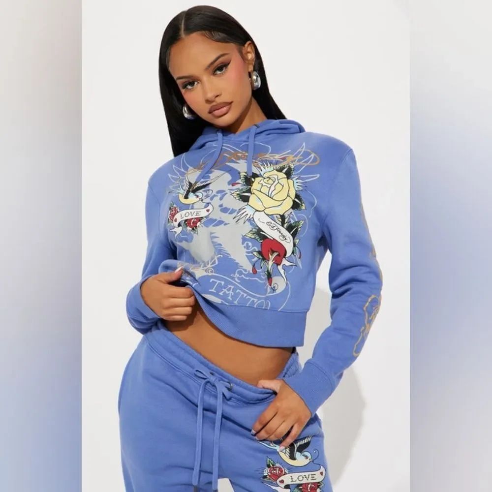 Ed Hardy Brave Eagle Cropped Hoodie